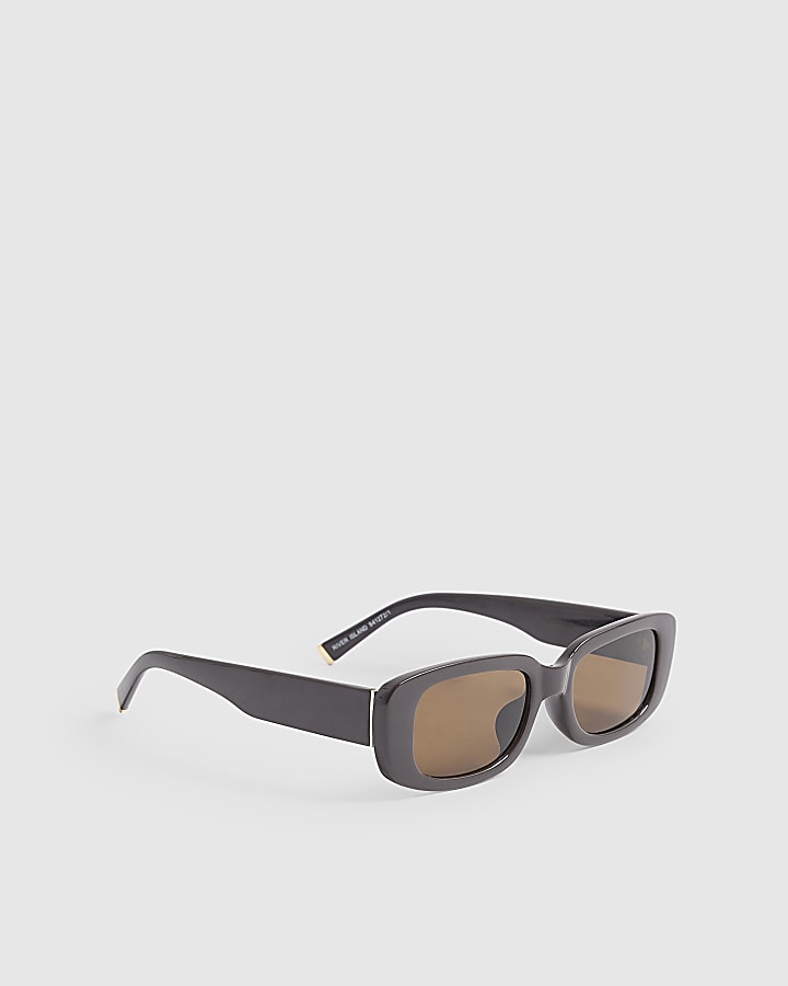 Brown Slim Rectangle Sunglasses