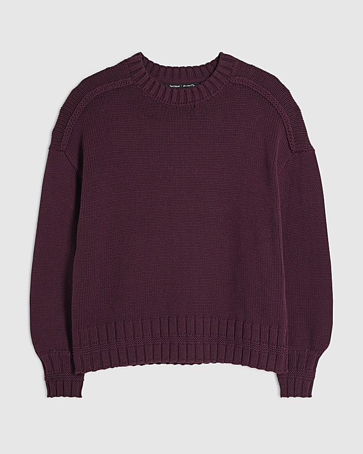 Burgundy Crew Neck Jumper