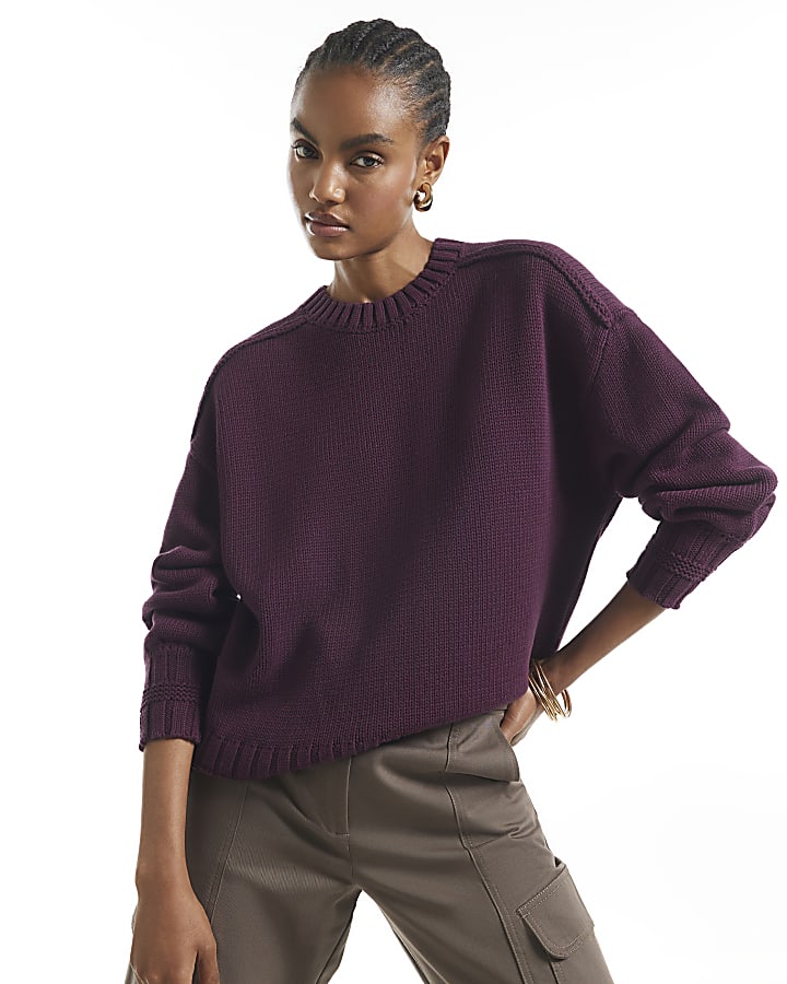Burgundy Crew Neck Jumper