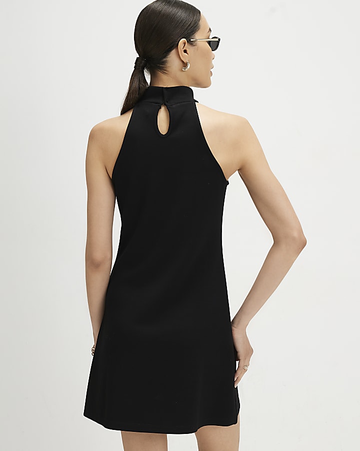 Black Premium Halter Neck Mini Dress