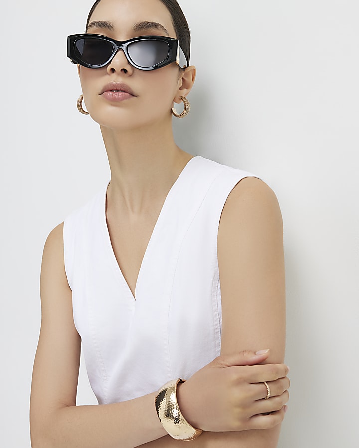 White Denim Sleeveless Mini Dress