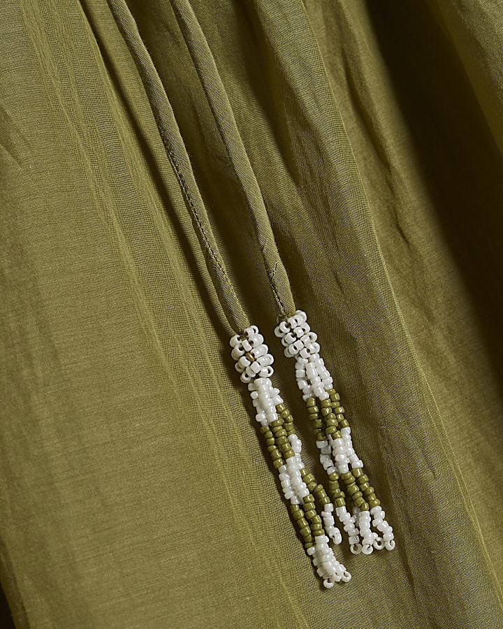 Khaki Smock Yoke Blouse