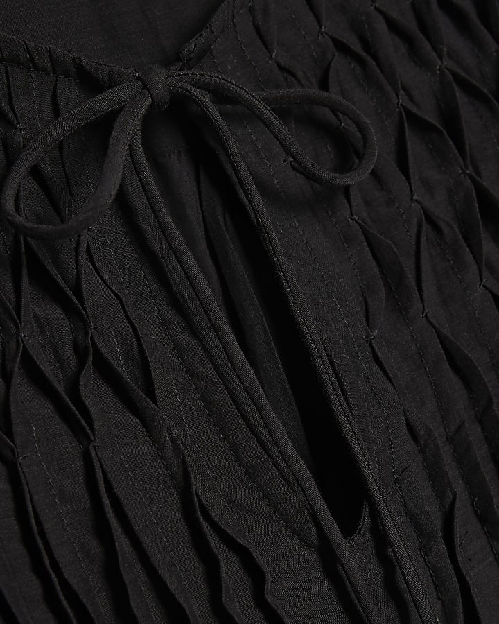 Black Smock Yoke Blouse