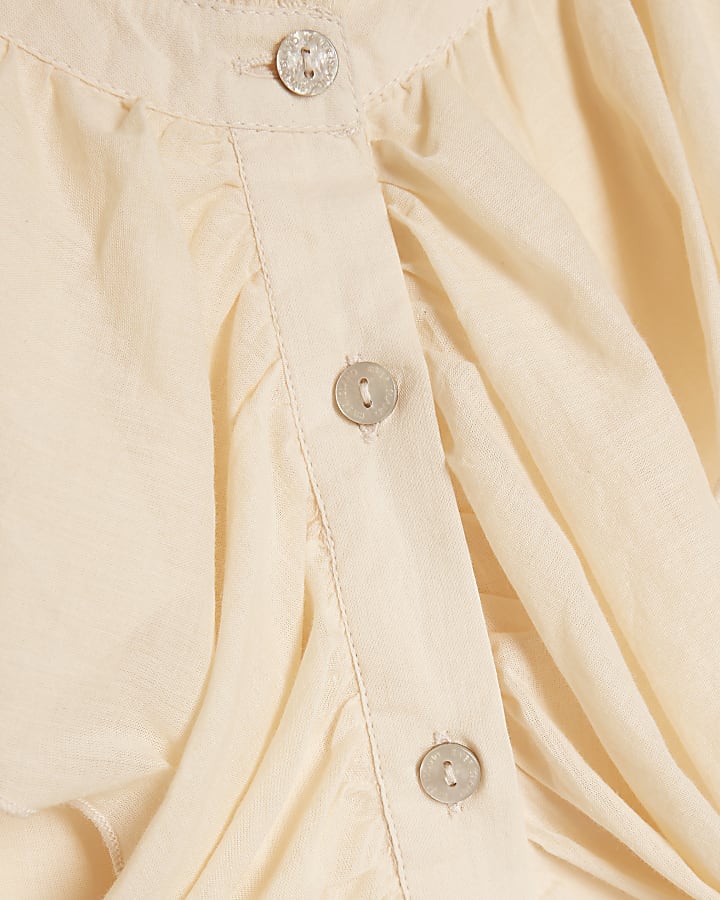 Pink Short Sleeve Ruffle Blouse