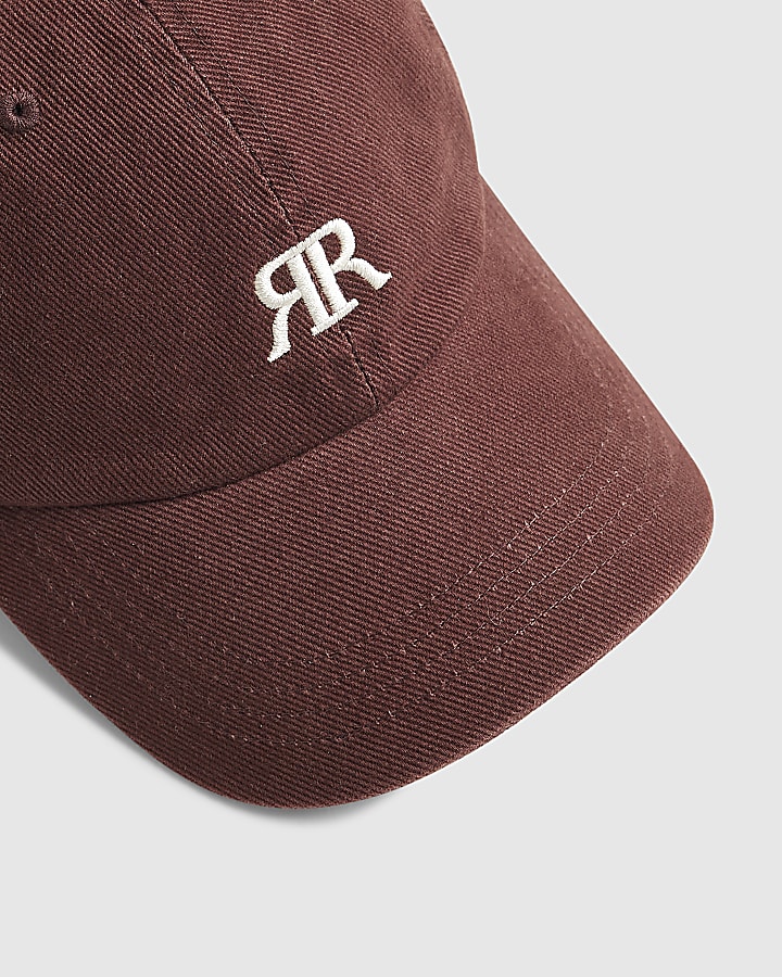 Brown cotton logo cap