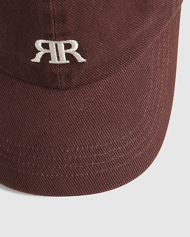 Brown cotton logo cap