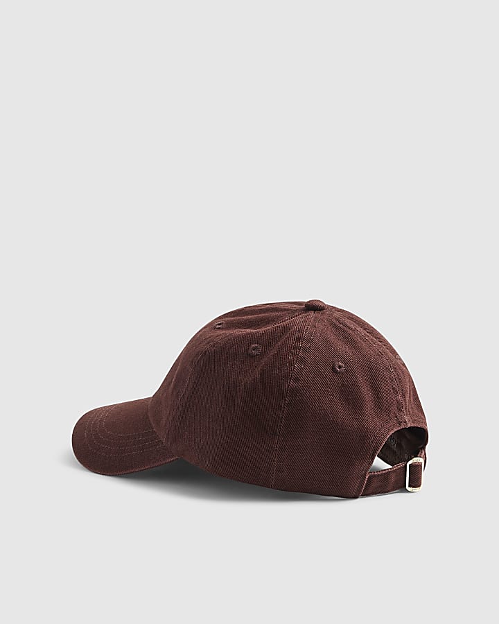 Brown cotton logo cap