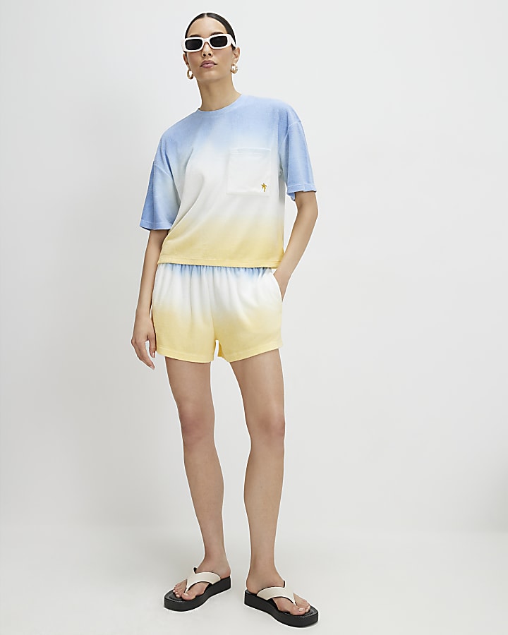 Blue Ombre Towelling Shorts