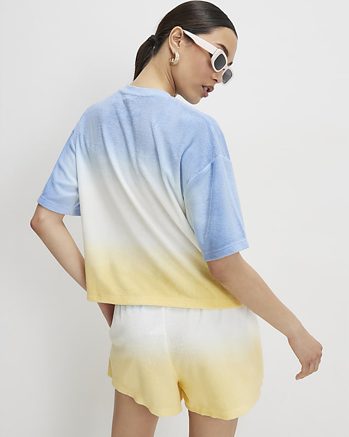 Blue Ombre Towelling T-Shirt