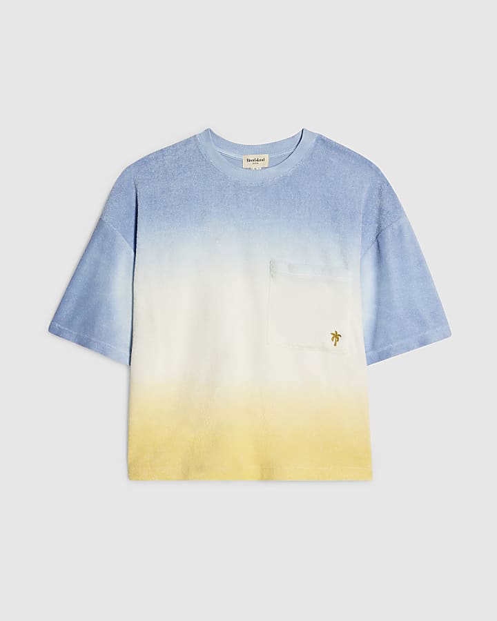 Blue Ombre Towelling T-Shirt