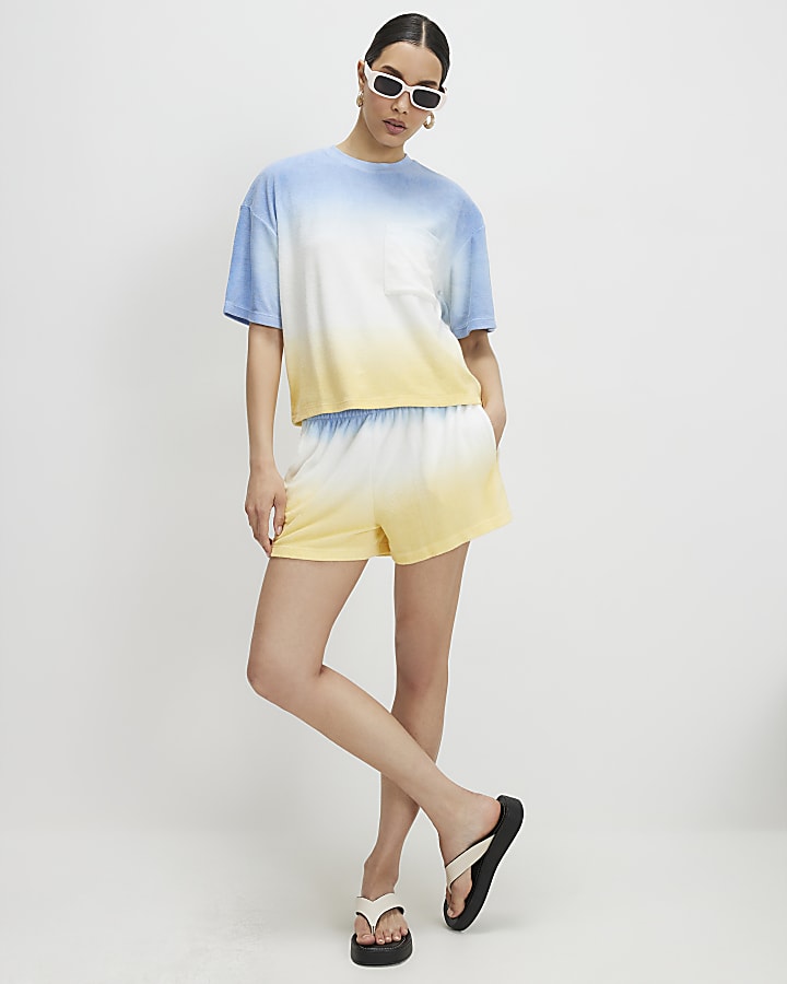 Blue Ombre Towelling T-Shirt