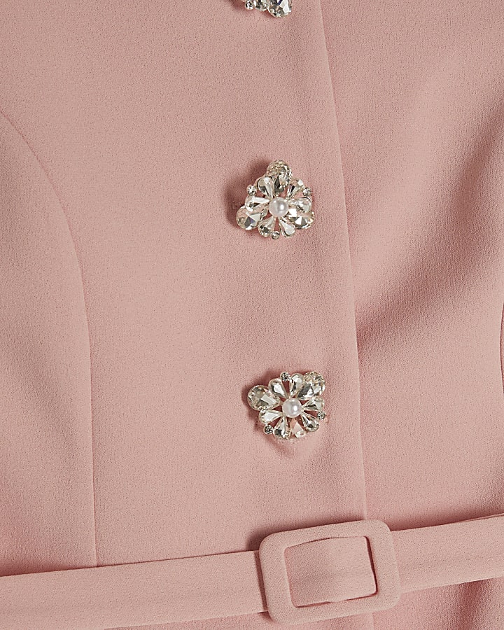 Pink Diamante Button Jumpsuit