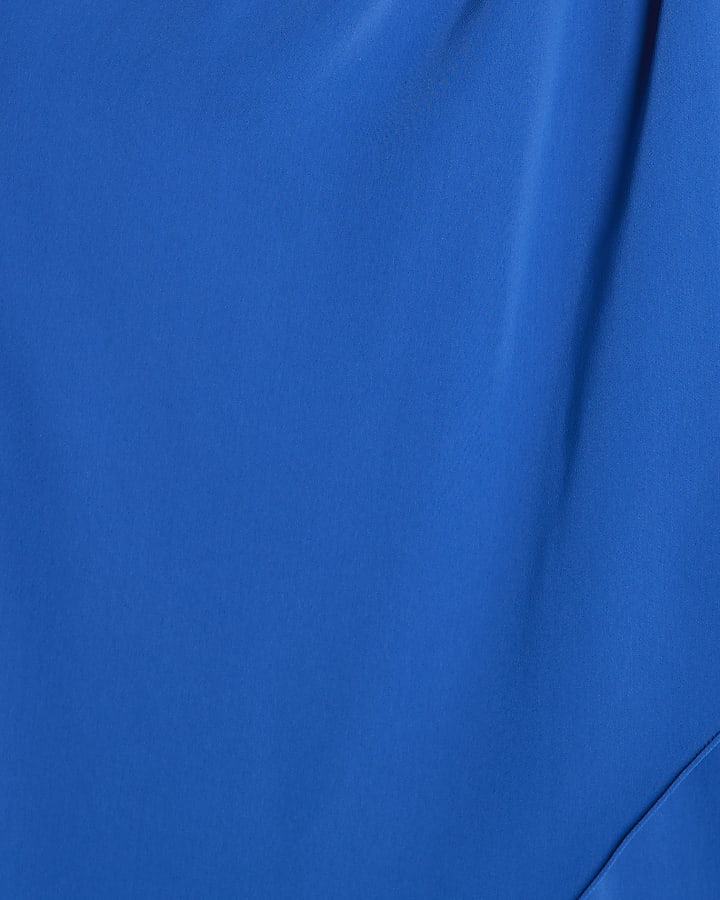 Blue One Shoulder Overlay Jumpsuit