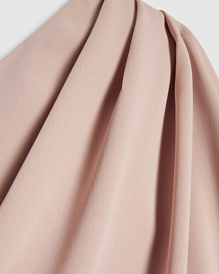 Pink One Shoulder Overlay Jumpsuit