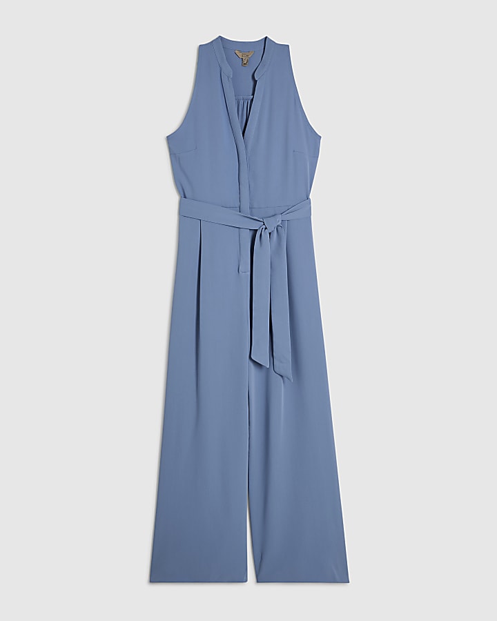 Blue 80s Wide Leg Jumpsuit