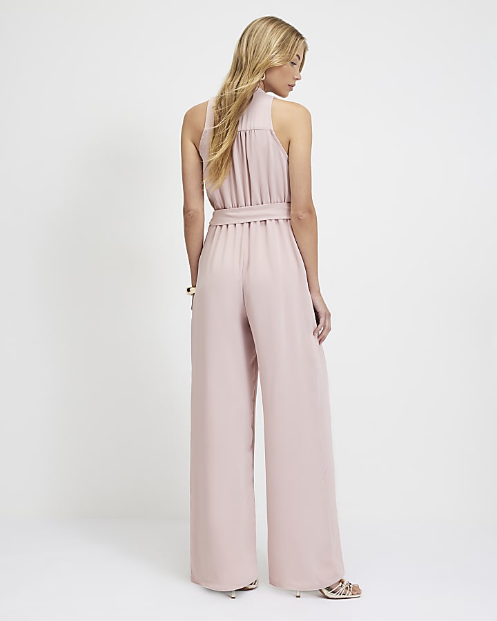 Pink 80s Wide Leg Jumpsuit