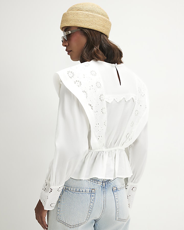 White Cutwork Blouse