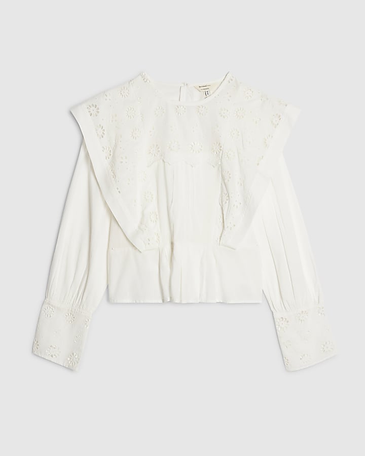 White Cutwork Blouse