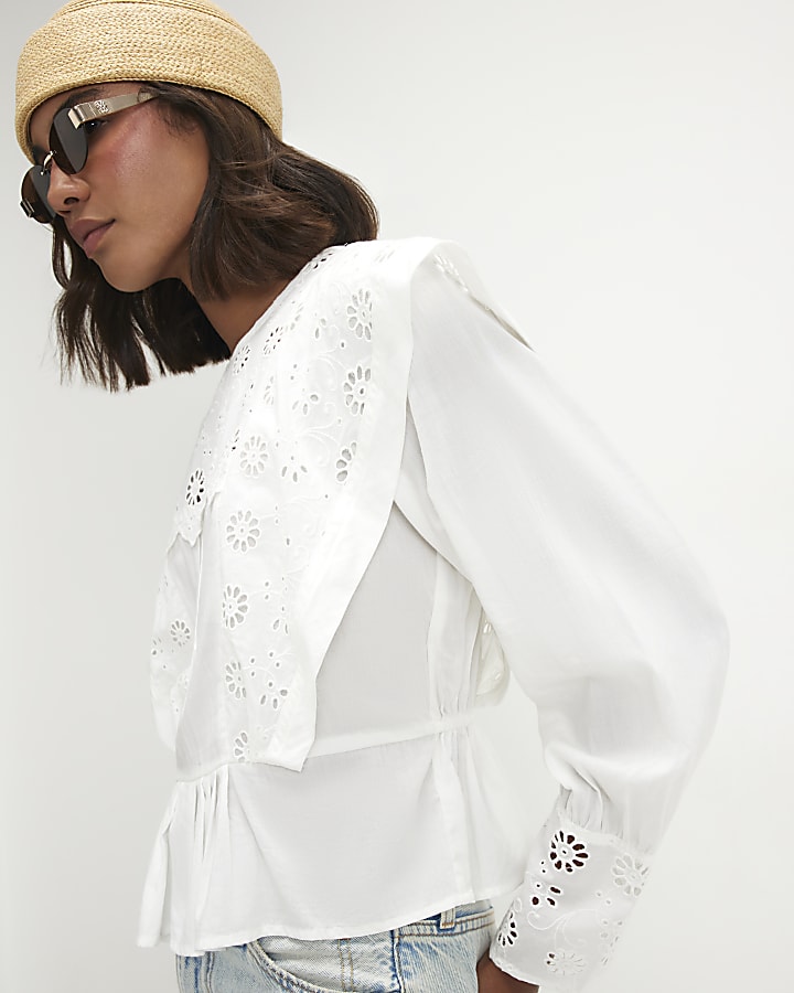 White Cutwork Blouse