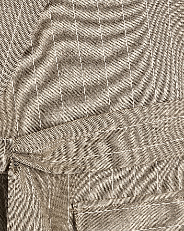 Beige Sleeveless Tie Waist Longline Waistcoat