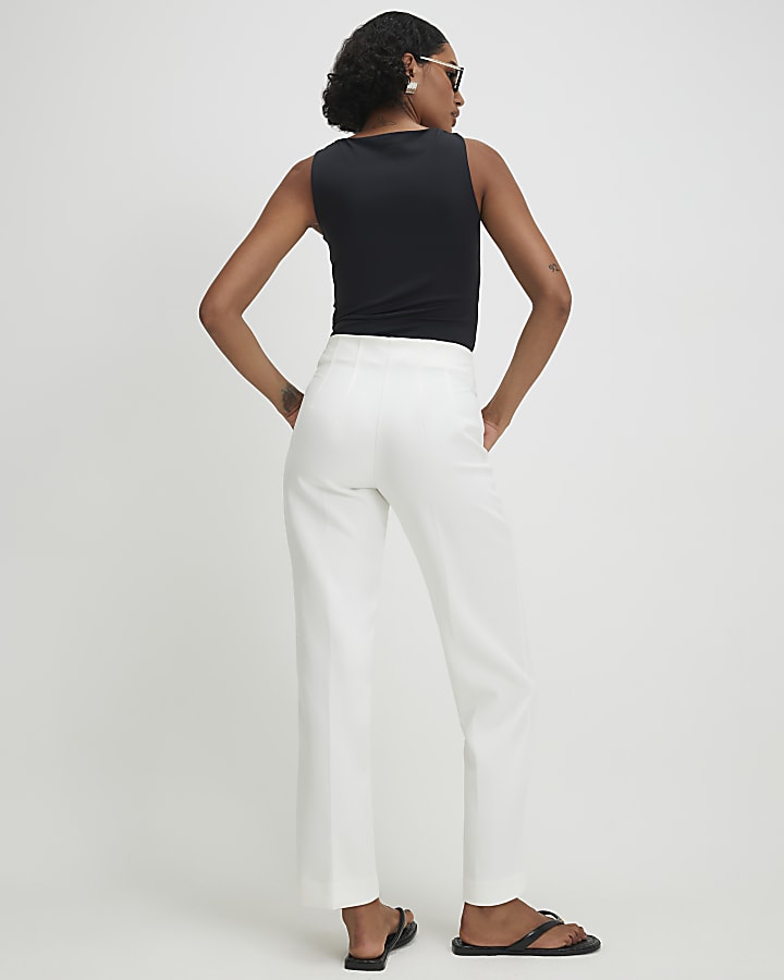 White Tailored Cigarette Trousers