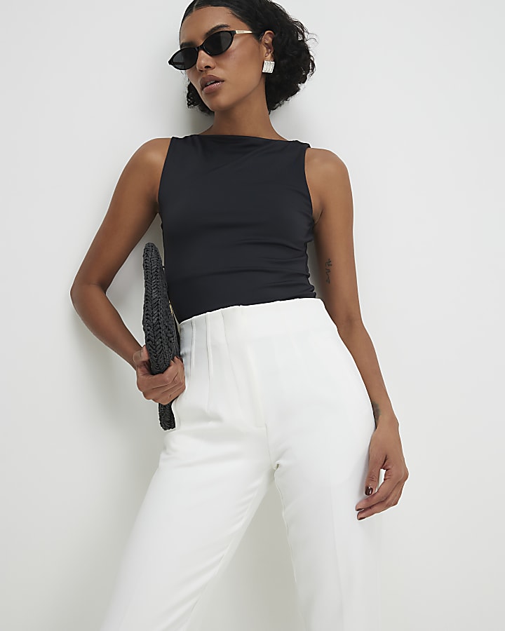 White Tailored Cigarette Trousers