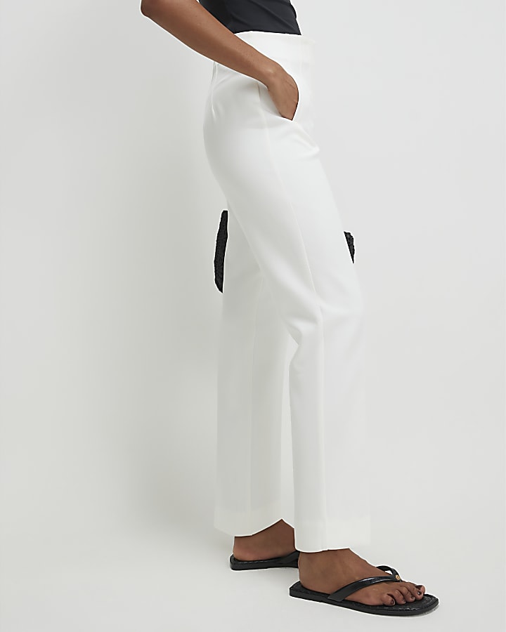 White Tailored Cigarette Trousers