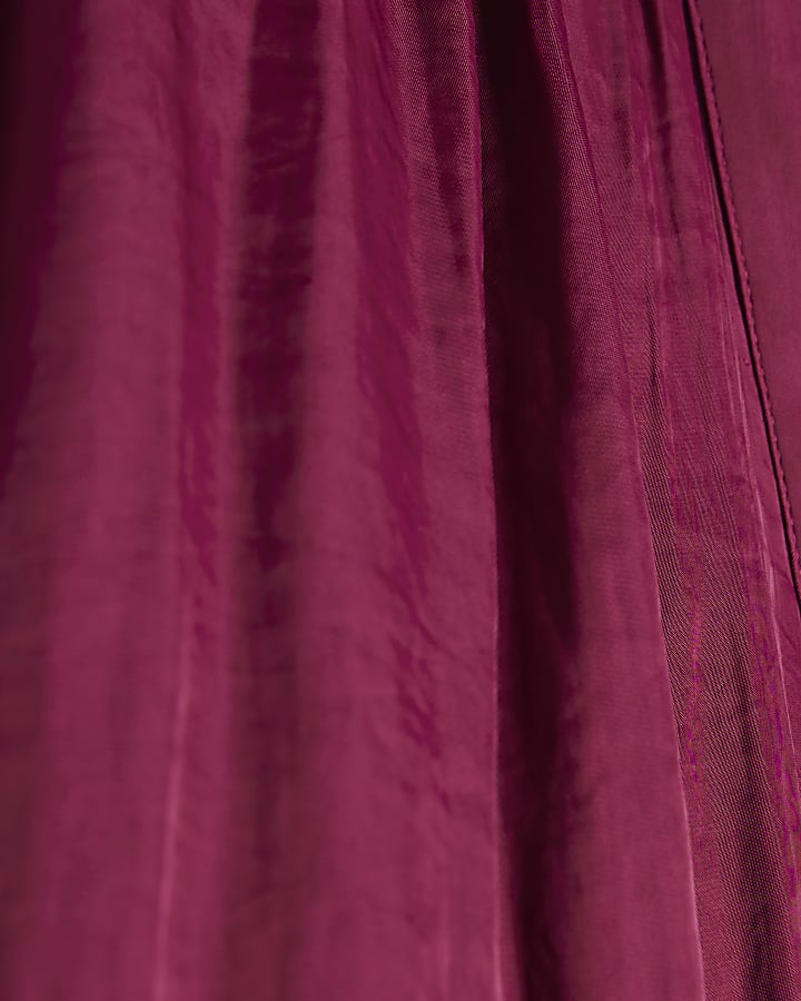 Pink Satin Gathered Sleeveless Shirt