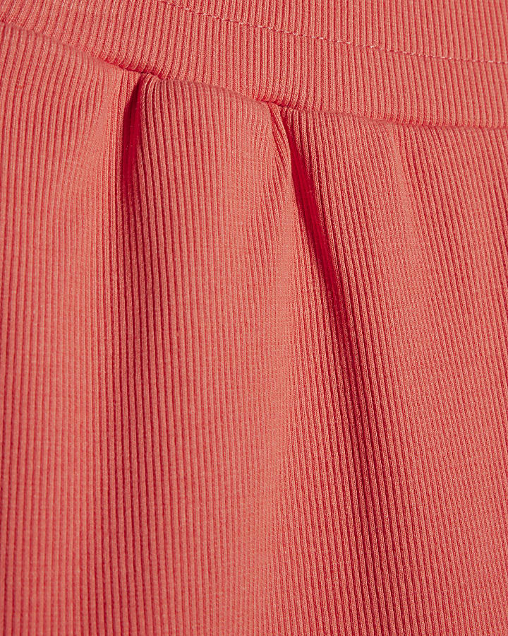 Orange Cotton Blend Ribbed Runner Shorts