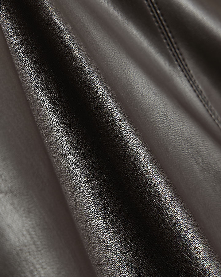 Purple Faux Leather Pencil Midi Skirt