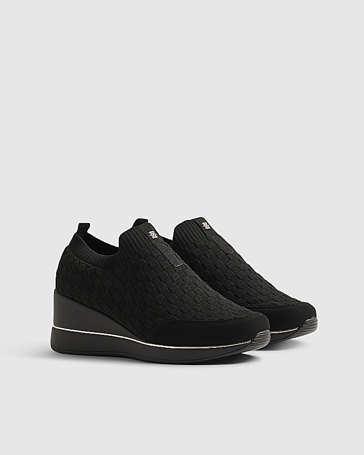 Black Wedge Trainers