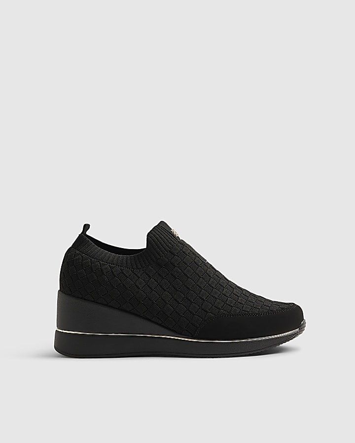 Black Wedge Trainers