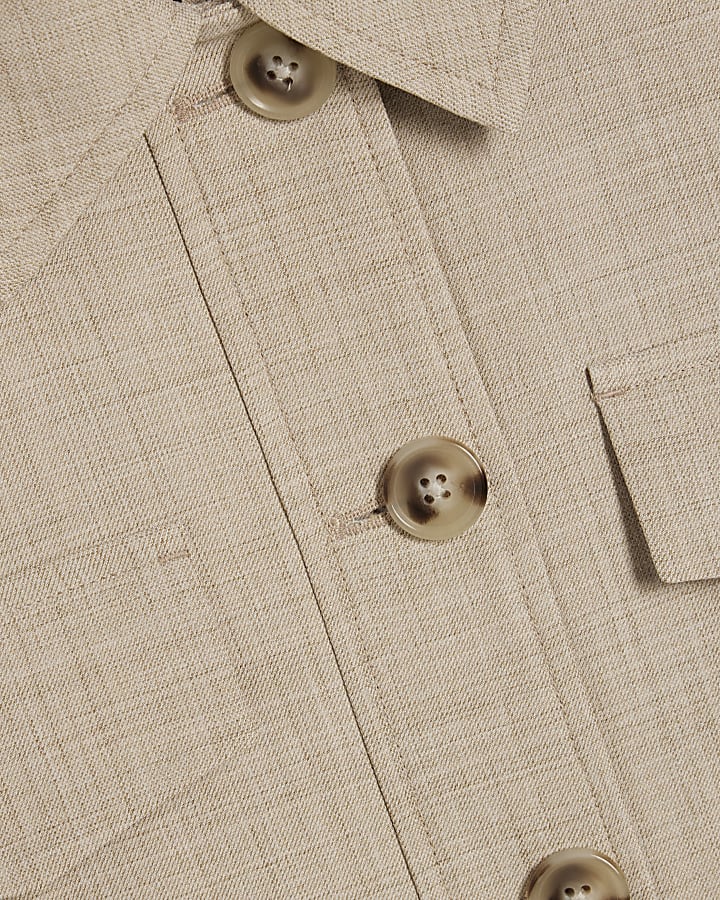 Beige Pocket Detail Cropped Jackt
