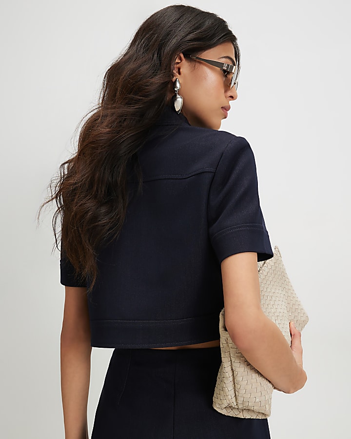 Denim Pocket Detail Cropped Jacket