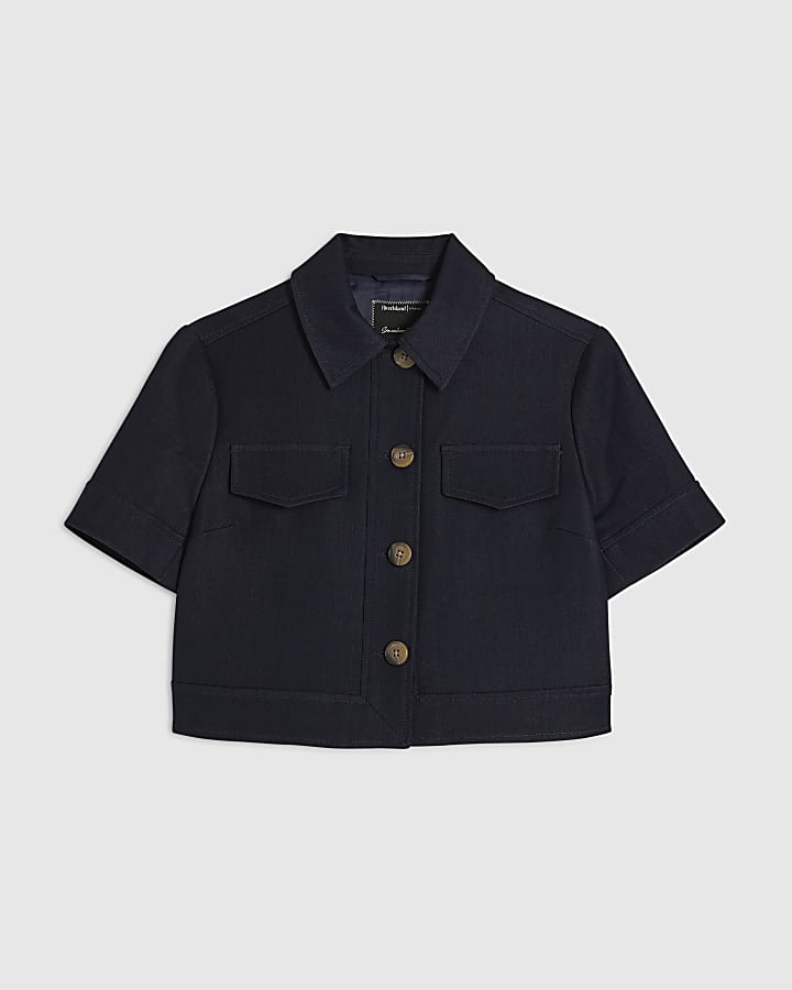 Denim Pocket Detail Cropped Jacket