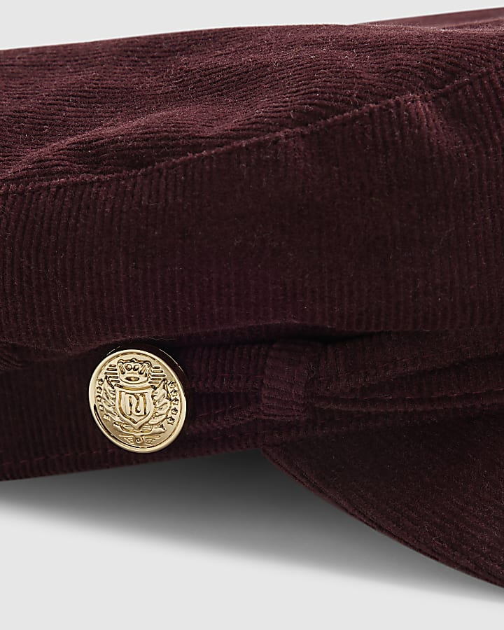 Purple Corduroy Baker Boy Hat