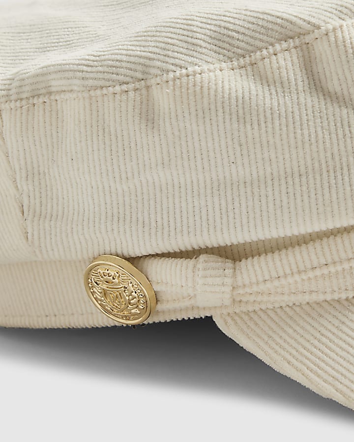 Cream Corduroy Baker Boy Hat
