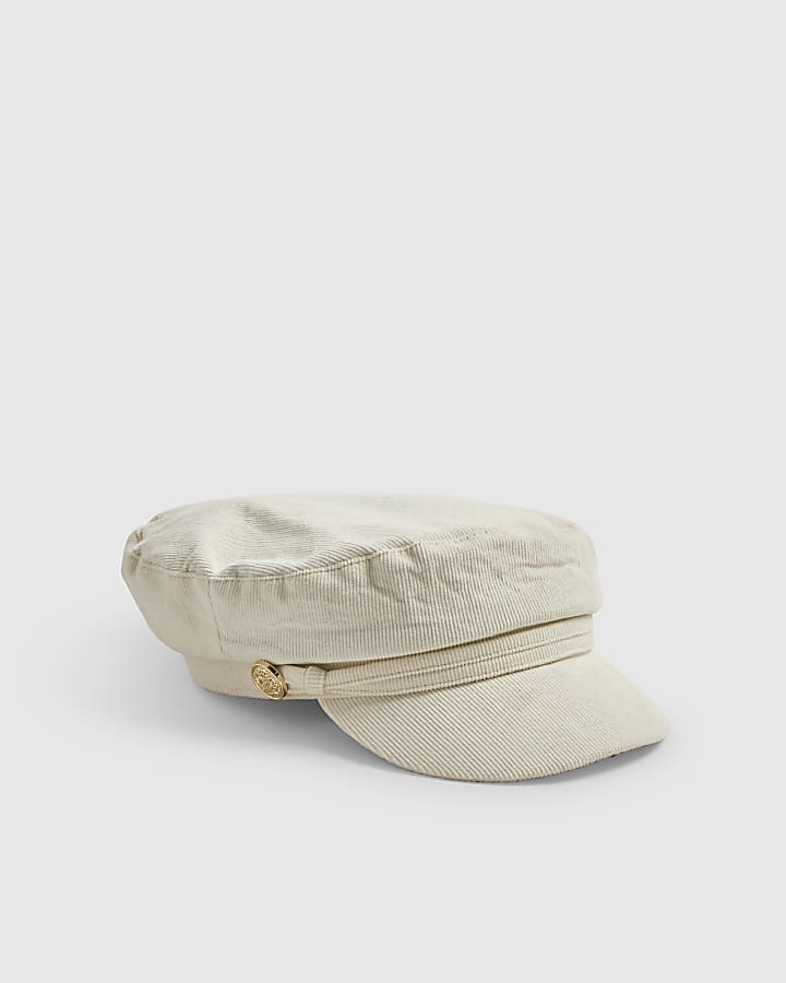 Cream Corduroy Baker Boy Hat