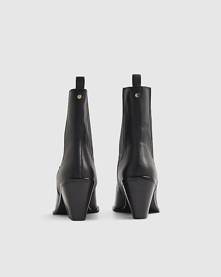 Black Leather Ankle Boots