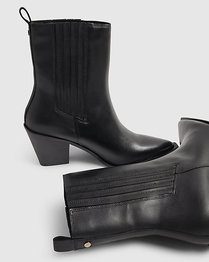 Black Leather Ankle Boots