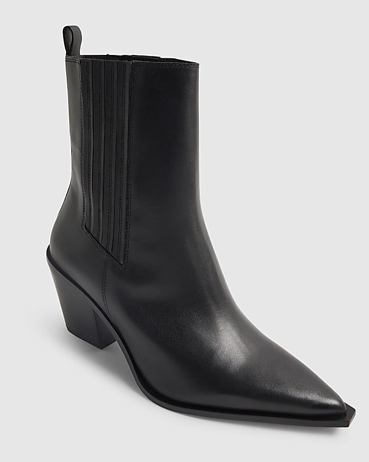 Black Leather Ankle Boots