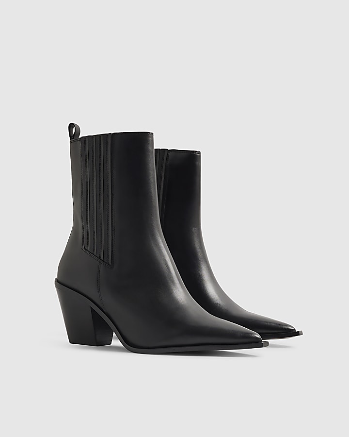 Black Leather Ankle Boots