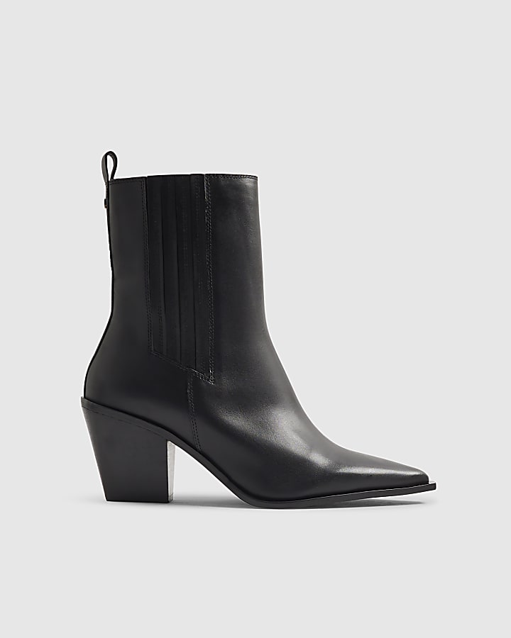Black Leather Ankle Boots