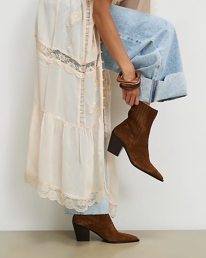 Brown Suede Ankle Boots