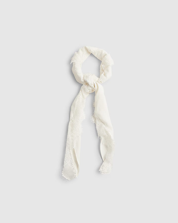 Cream Lace Trim Scarf