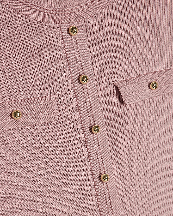 Pink Pointelle Knit Midi Dress