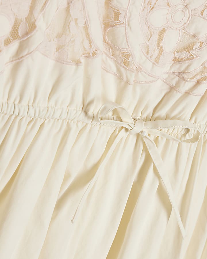 Cream Cotton Cutwork Lace Midi Dress