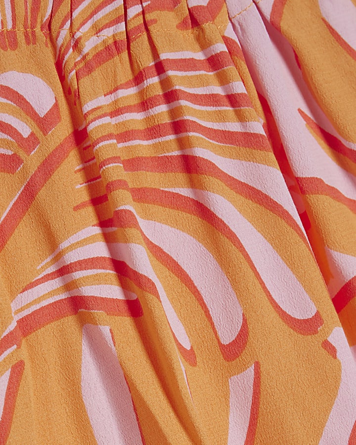 Orange Printed Halter Top