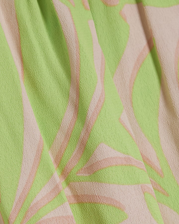 Green Printed Halter Neck Top