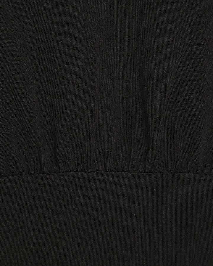 Black Short Sleeve Shoulder Pad Bodysuit